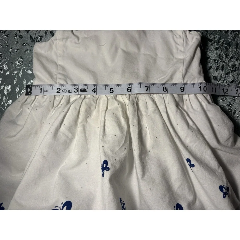 The Children's Place Girls 3T Blue/White Floral Sleeveless A-Line Knee Dress